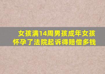 女孩满14周男孩成年女孩怀孕了法院起诉得赔偿多钱