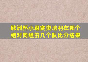 欧洲杯小组赛奥地利在哪个组对同组的几个队比分结果